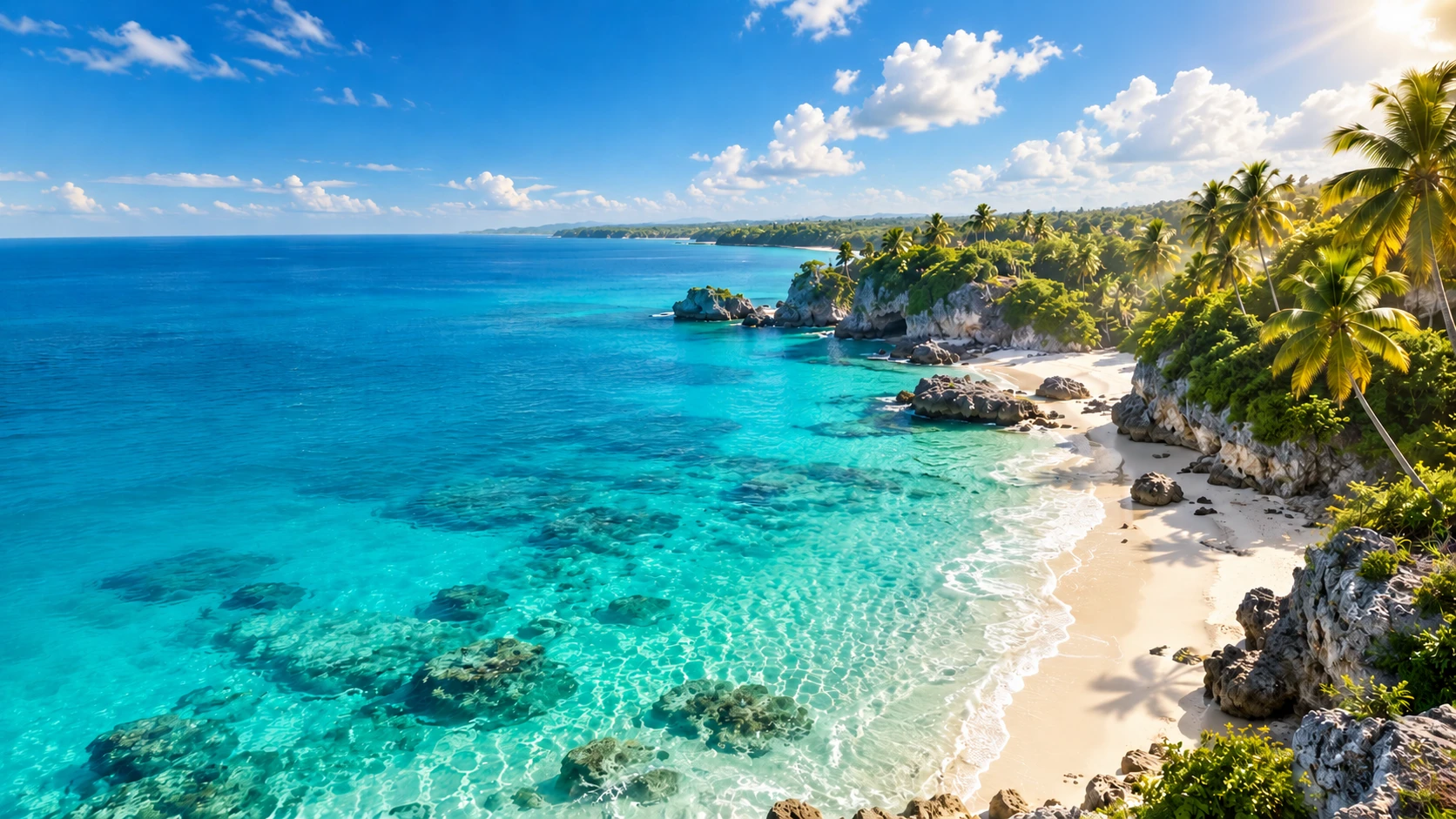 Caribbean island coastline